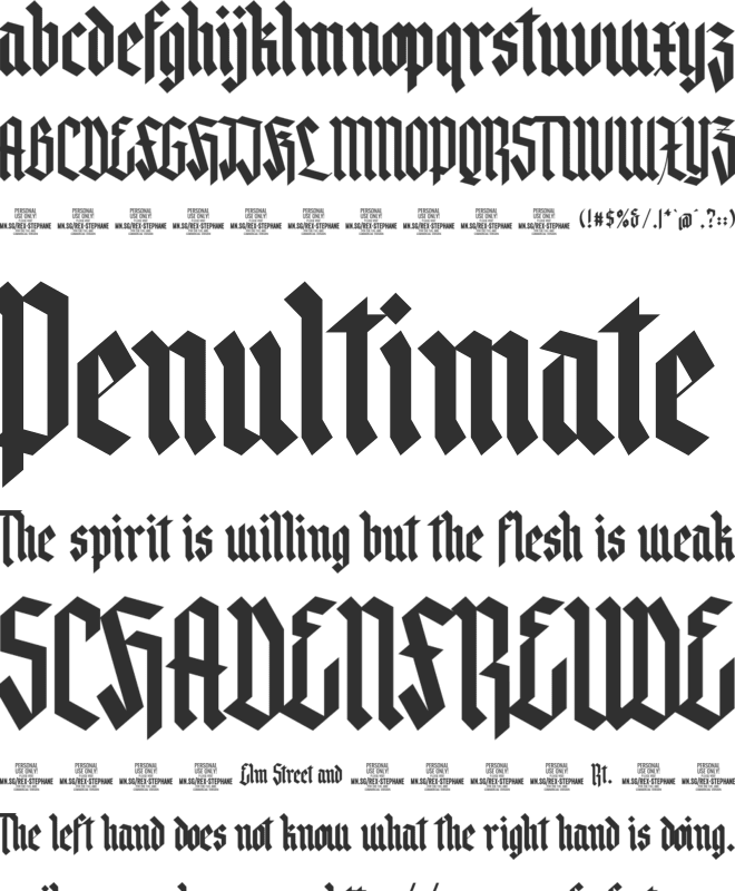 Rex Stephane PERSONAL USE font preview