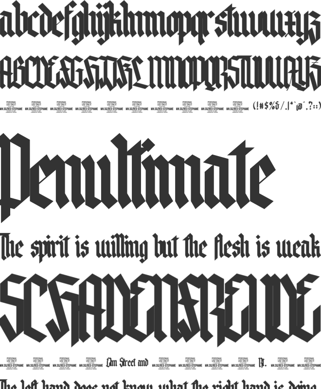 Rex Stephane PERSONAL USE font preview