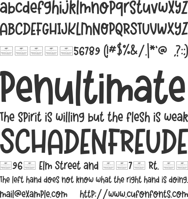 Jellybean font preview