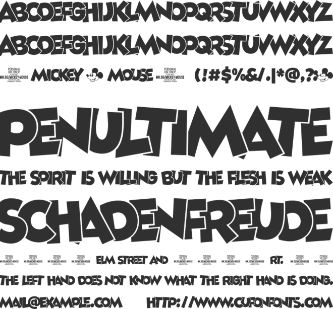 Mickey Mouse PERSONAL USE font preview