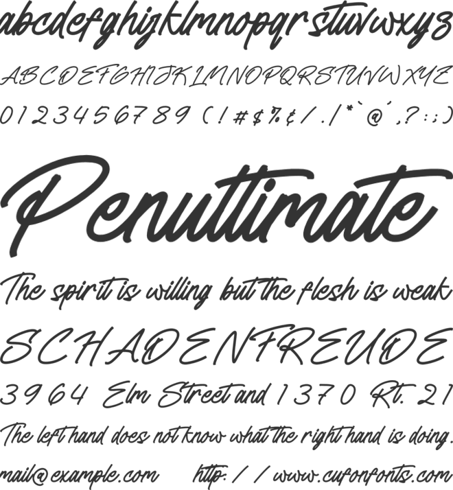 Vellibathy font preview