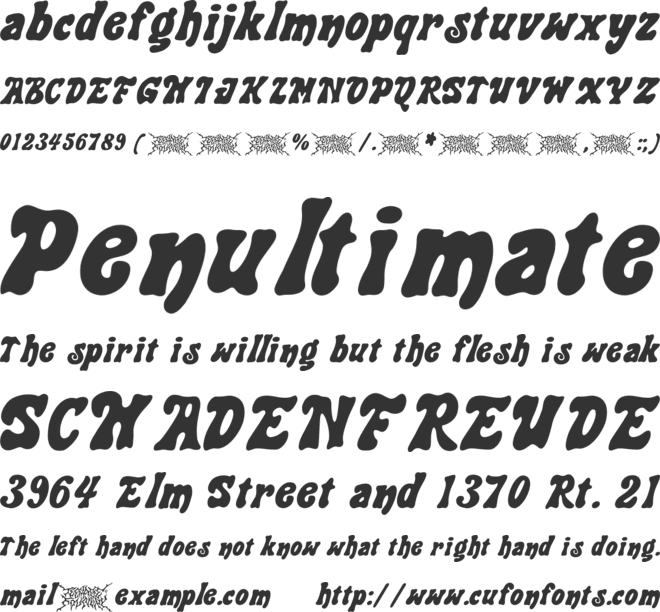 Teenage Lovers font preview