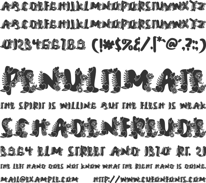 Plump Love Monogram font preview