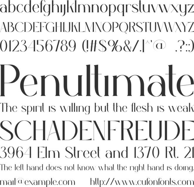SELINA font preview