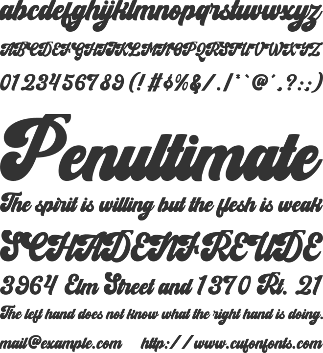 Milvasten font preview