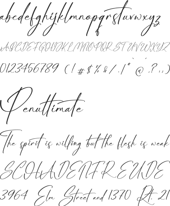 Benithany Geollyckas font preview