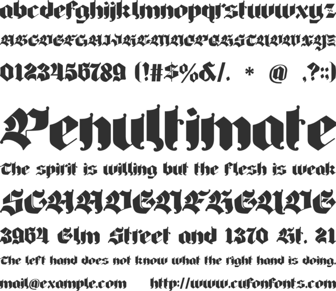 Bigfat gothic font preview