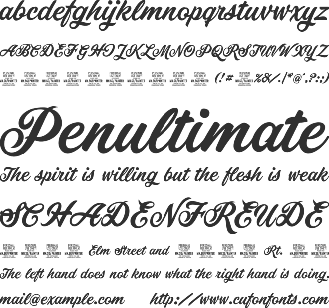 Painter PERSONAL USE ONLY font preview