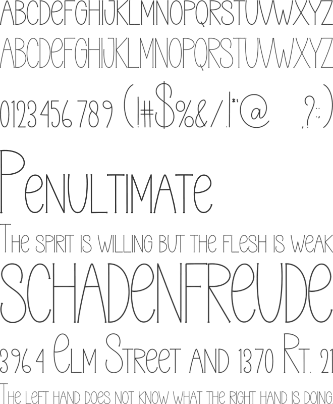 MINIMALIST WRITING font preview