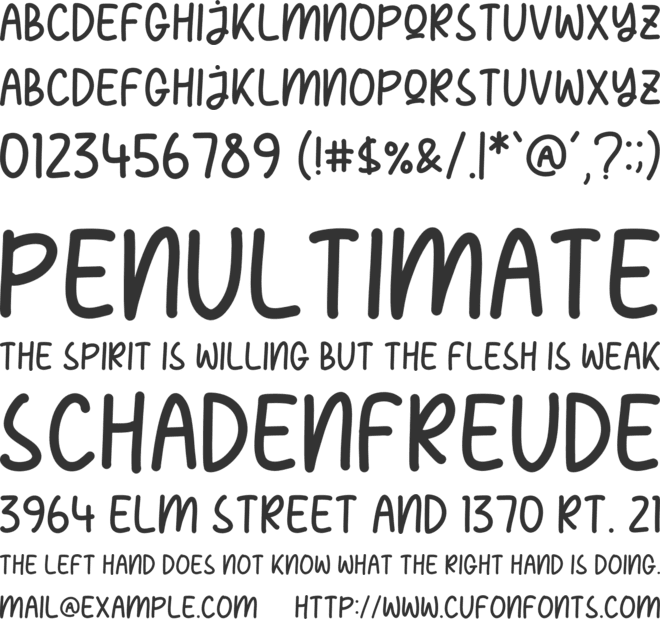 PENCAKE SWEETY font preview