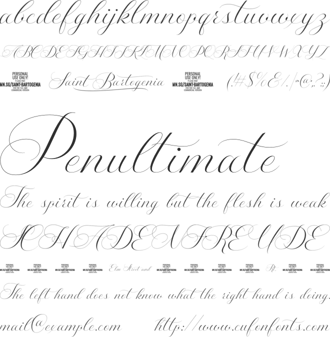 Saint Bartogenia PERSONAL USE font preview