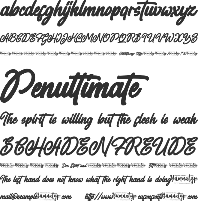 Cutaway Style Personal Use font preview