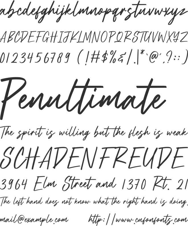 Roadhand font preview