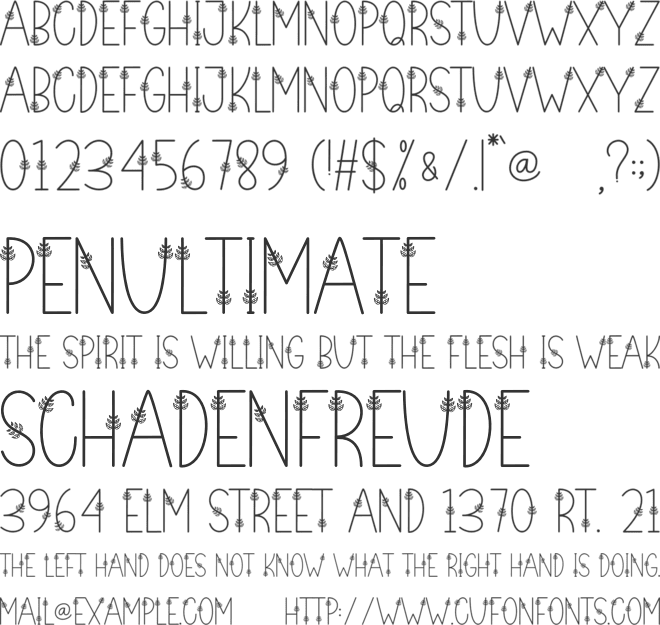 Leaves Flower font preview