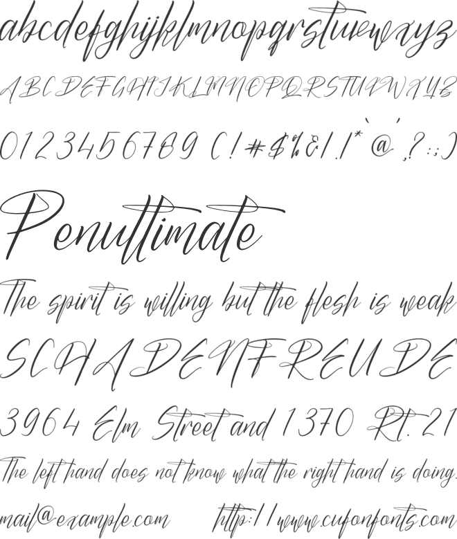 Butnekia font preview