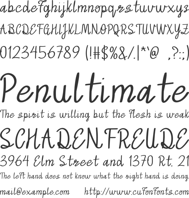 Almira font preview