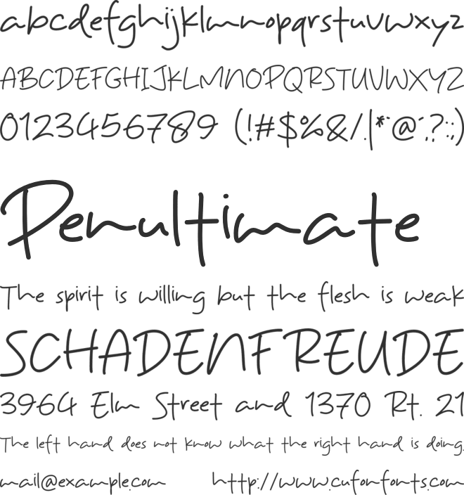 Pentol Handwriting font preview