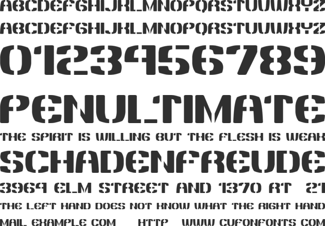 Goma Stencil font preview