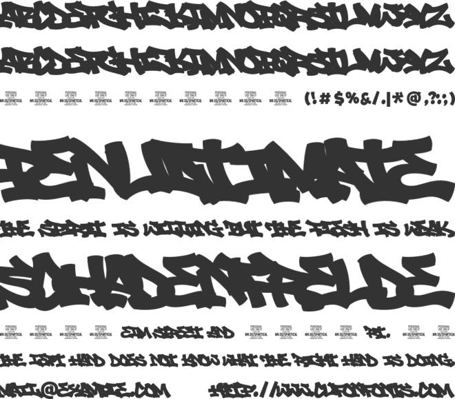 Spartical Graffiti PERSONAL USE font preview