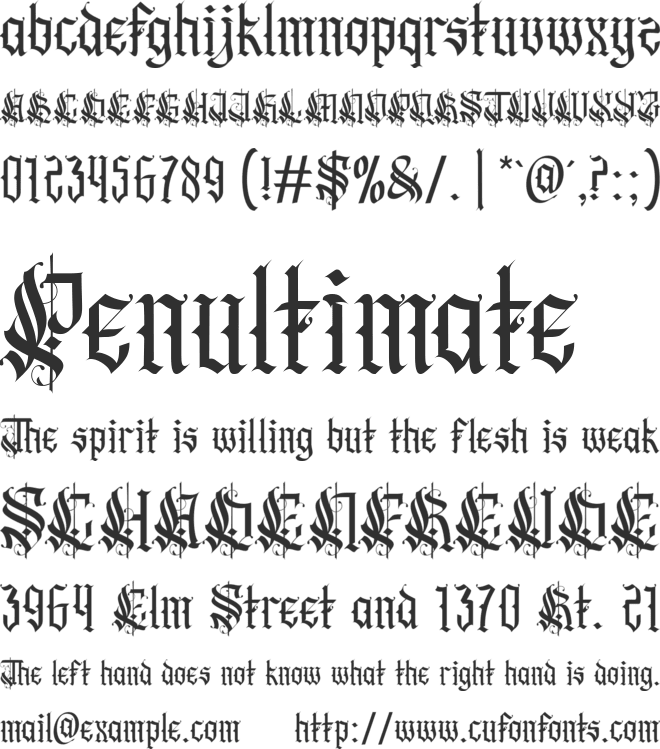 Soulside Betrayed font preview