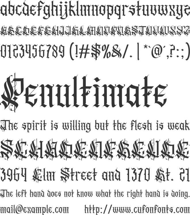 Soulside Betrayed font preview