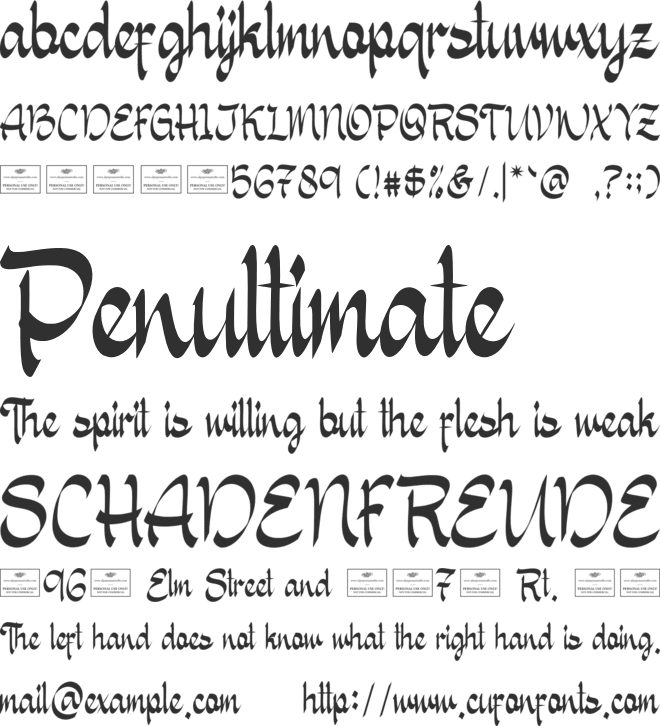Bewitched Free font preview