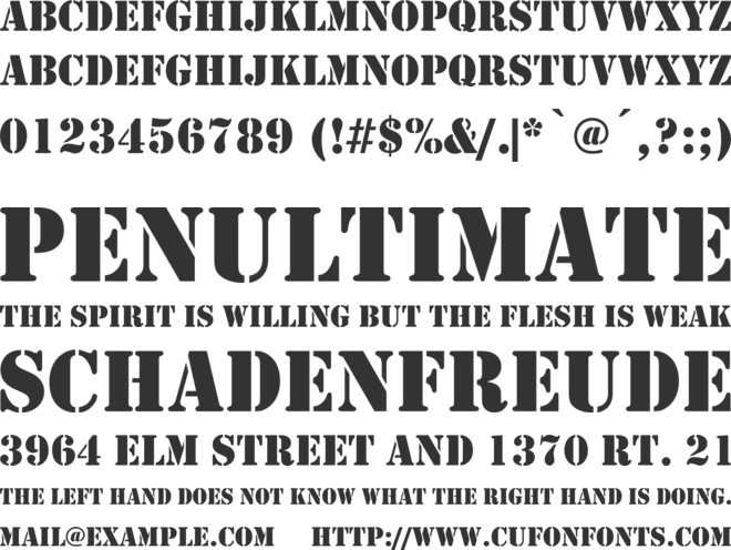 Stencil font preview