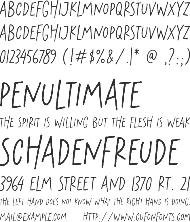 English Speakers font preview