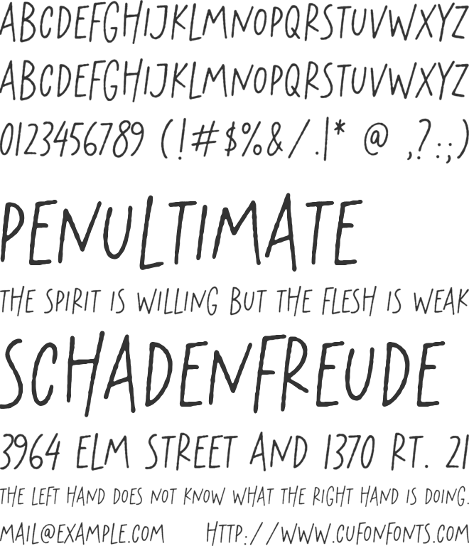 English Speakers font preview