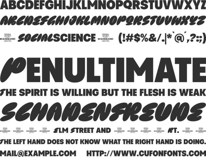 Social Science PERSONAL USE font preview