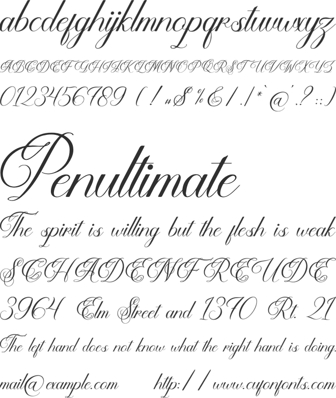 Selviary font preview