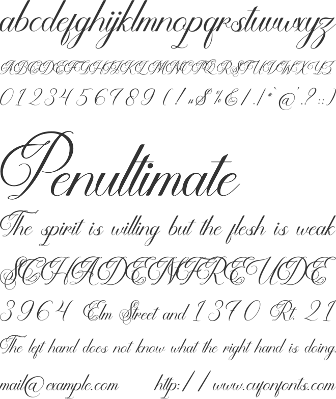 Selviary font preview