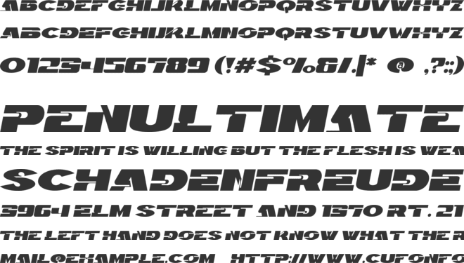 Roadways Oblique font preview