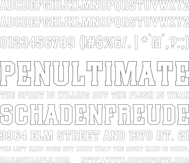 Matches Schedule Outline font preview