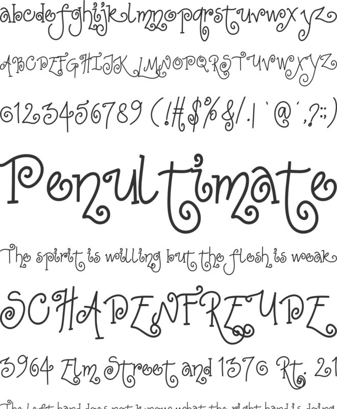 The rushina font preview