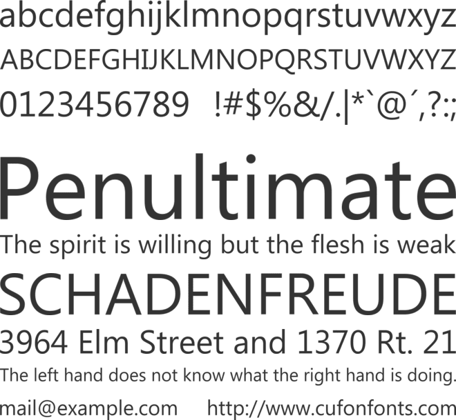 Segoe UI font preview