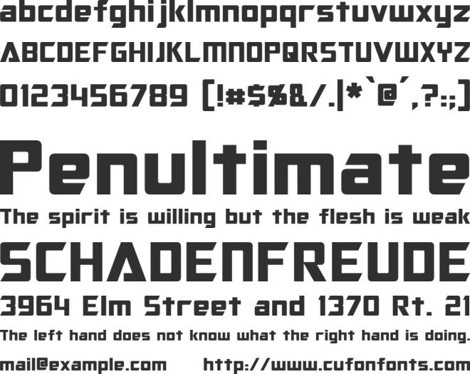 Optimus font preview
