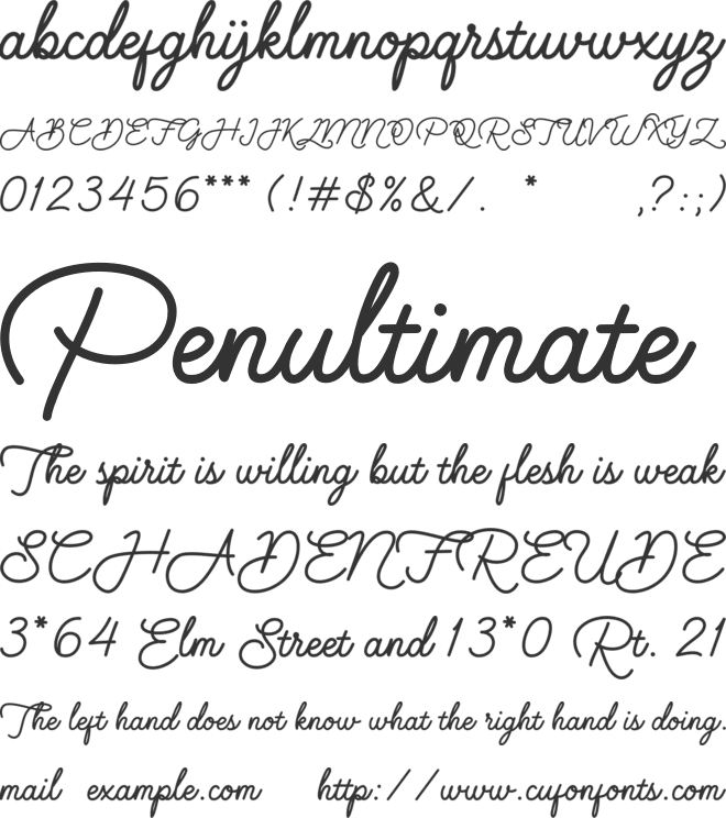 Hapsha Sophia Script font preview