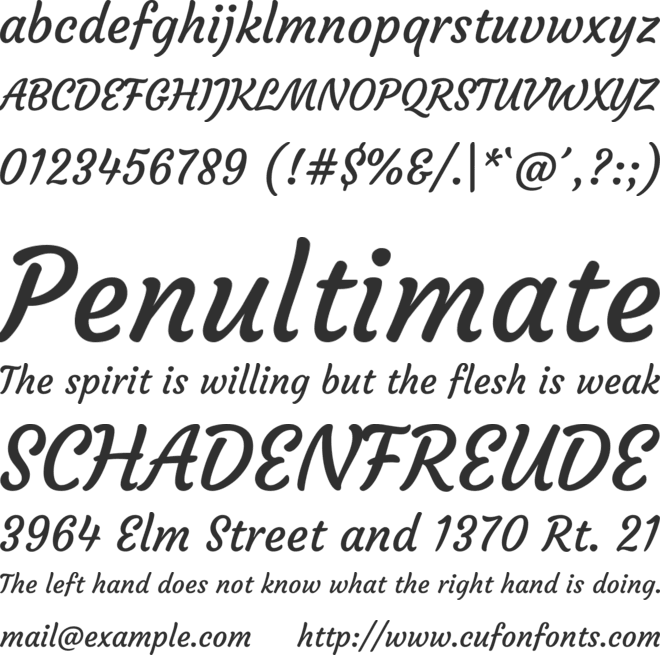 Courgette font preview