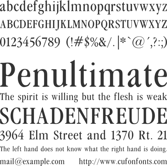 Garamondcond font preview