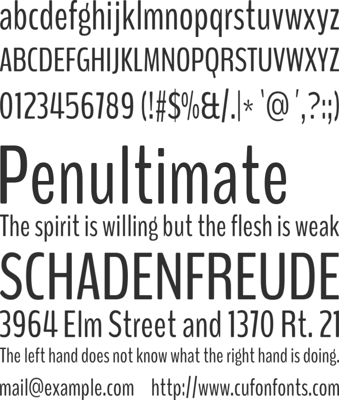BenchNine font preview