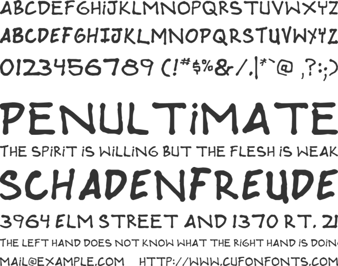 Webcomic Whore font preview