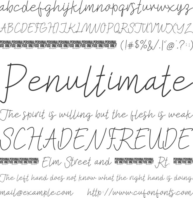 Shiletta Meena PERSONAL font preview