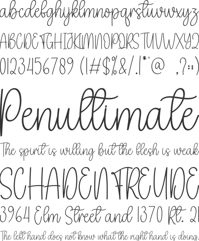 Romantically font preview