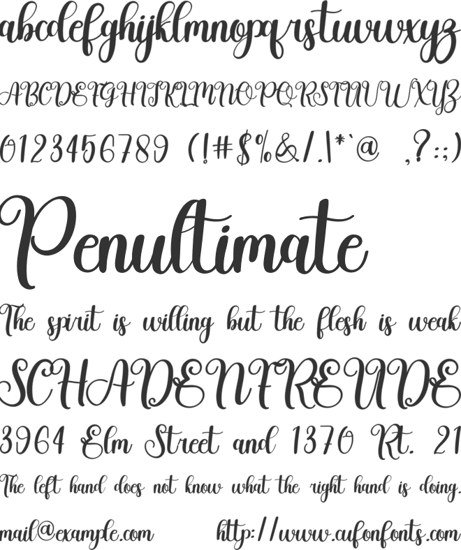 Endings font preview