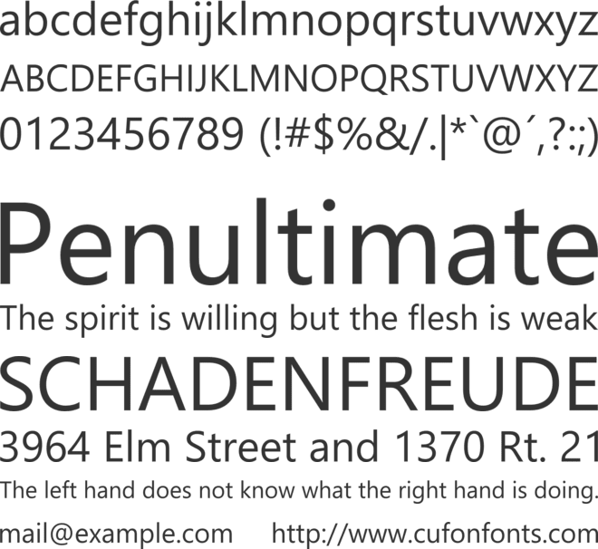 Segoe UI Unicode font preview