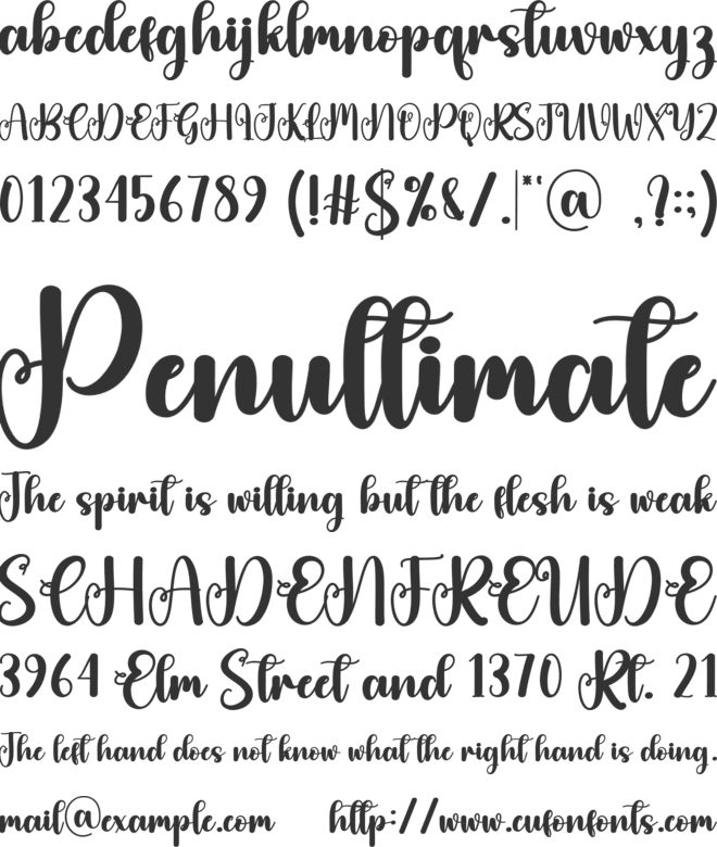 Standing font preview