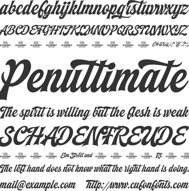 Machinery Script PERSONAL USE font preview