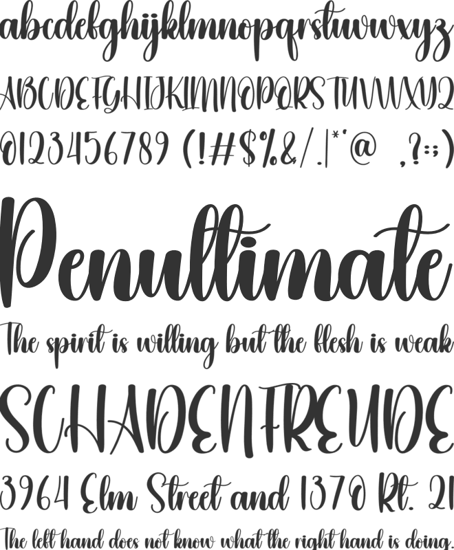 Sadnight font preview