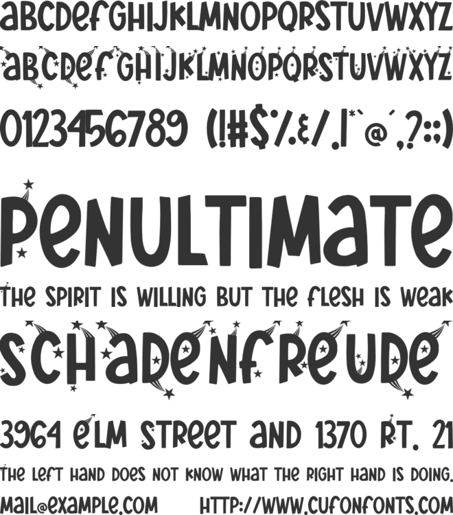 Starry Nights font preview